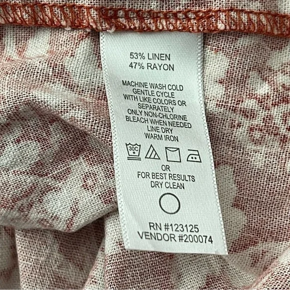 Chadwicks of Boston Dress Medium PETITE Red Floral Print Washable Linen Midi - Picture 9 of 9